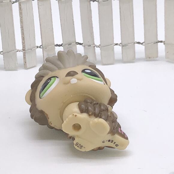 Hasbro Littlest Pet Shop LPS #1321 Hedgehog Porcupine Brown Gray Green Eyes - Picture 4 of 4
